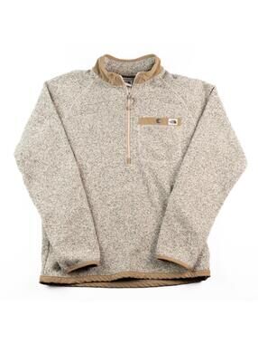 The North Face Sweater Fleece Pullover Mens M Beige 1/4 Zip Outdoor